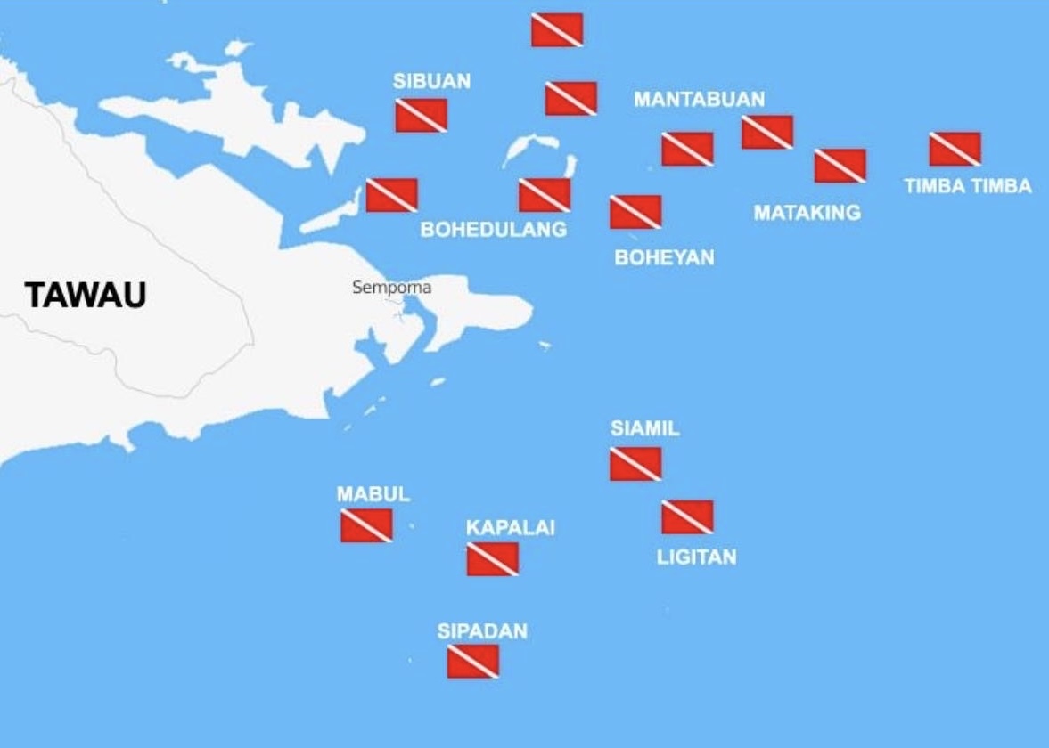 Übersichtskarte Tauchen in Malaysia